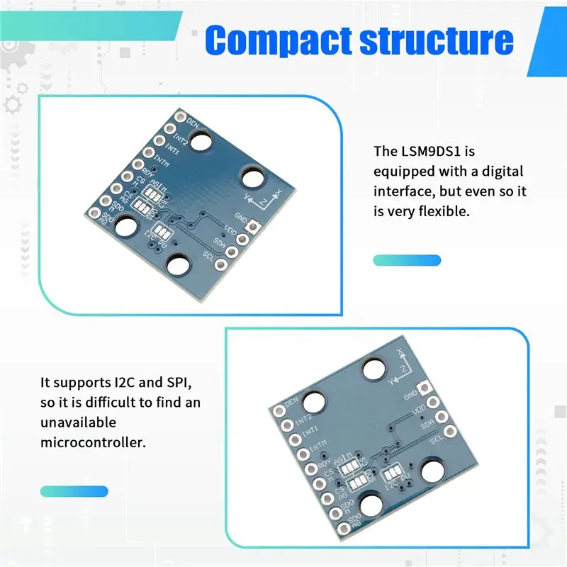 A29F-GY-LSM9DS1 LSM9DS1 Nine-Axis Electronic Compass Compass Acceleration Gyroscope High-Precision Sensor Module