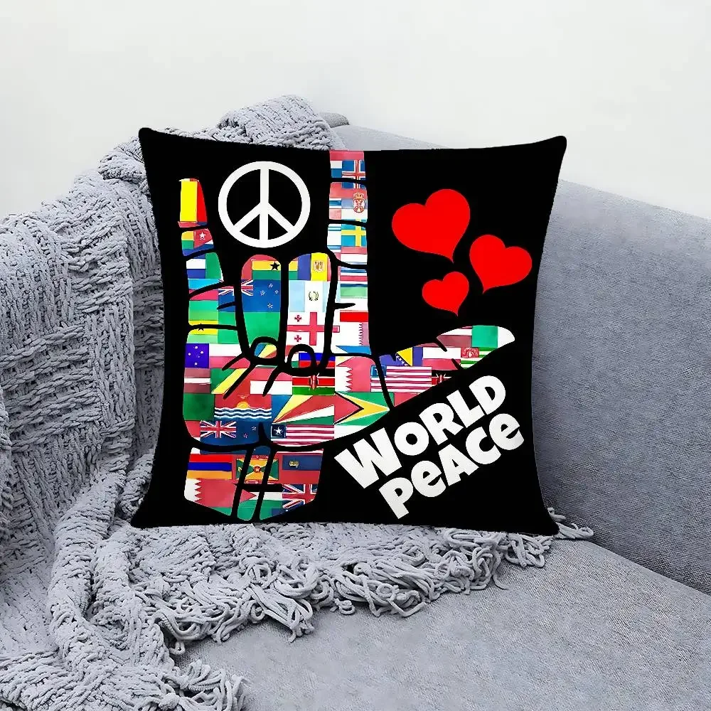Vintage Peace Sign Anti War Pillow Case Sofa And Living Room Decorative Cushion Cover Dust-proof And Mite-proof Invisible Zipper