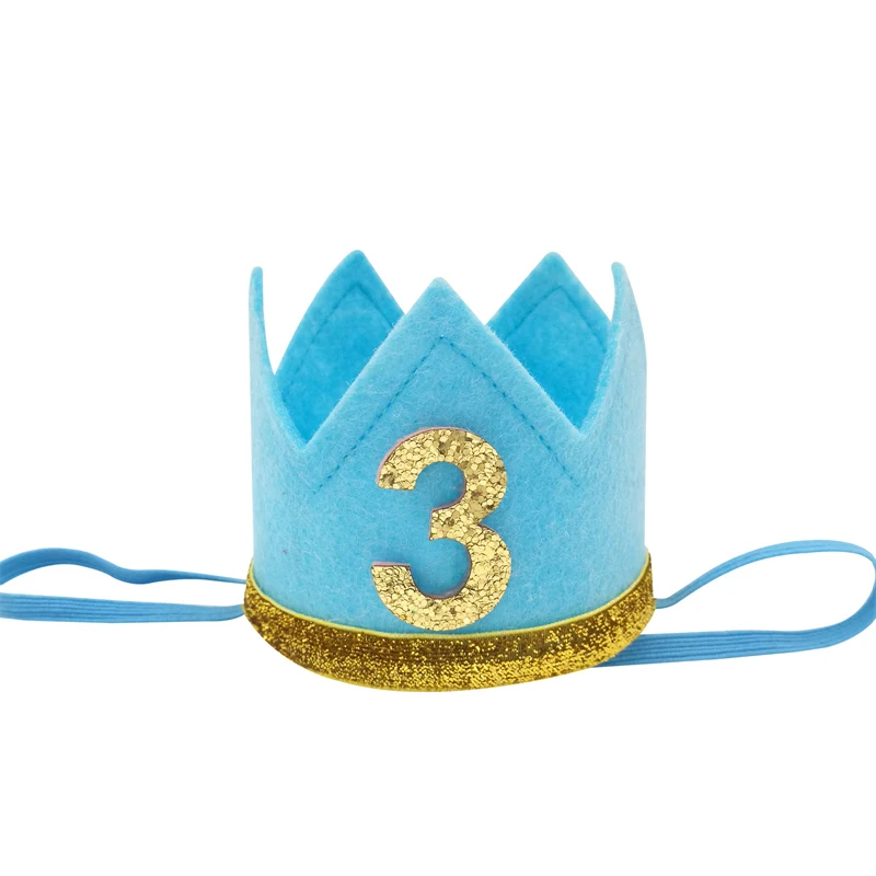 1Pcs non-woven fabric 1 2 3 One Happy Birthday Party Baby Crown Headband Hat Birthday Baby Shower 1st Birthday Party Decoration