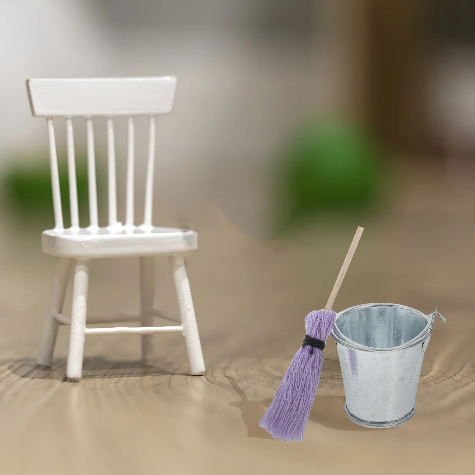 

Miniature Mop Bucket Dollhouse Cleaning Set Handmade DIY Material Compact Size Easy Storage Long Lasting Authentic Look Decor