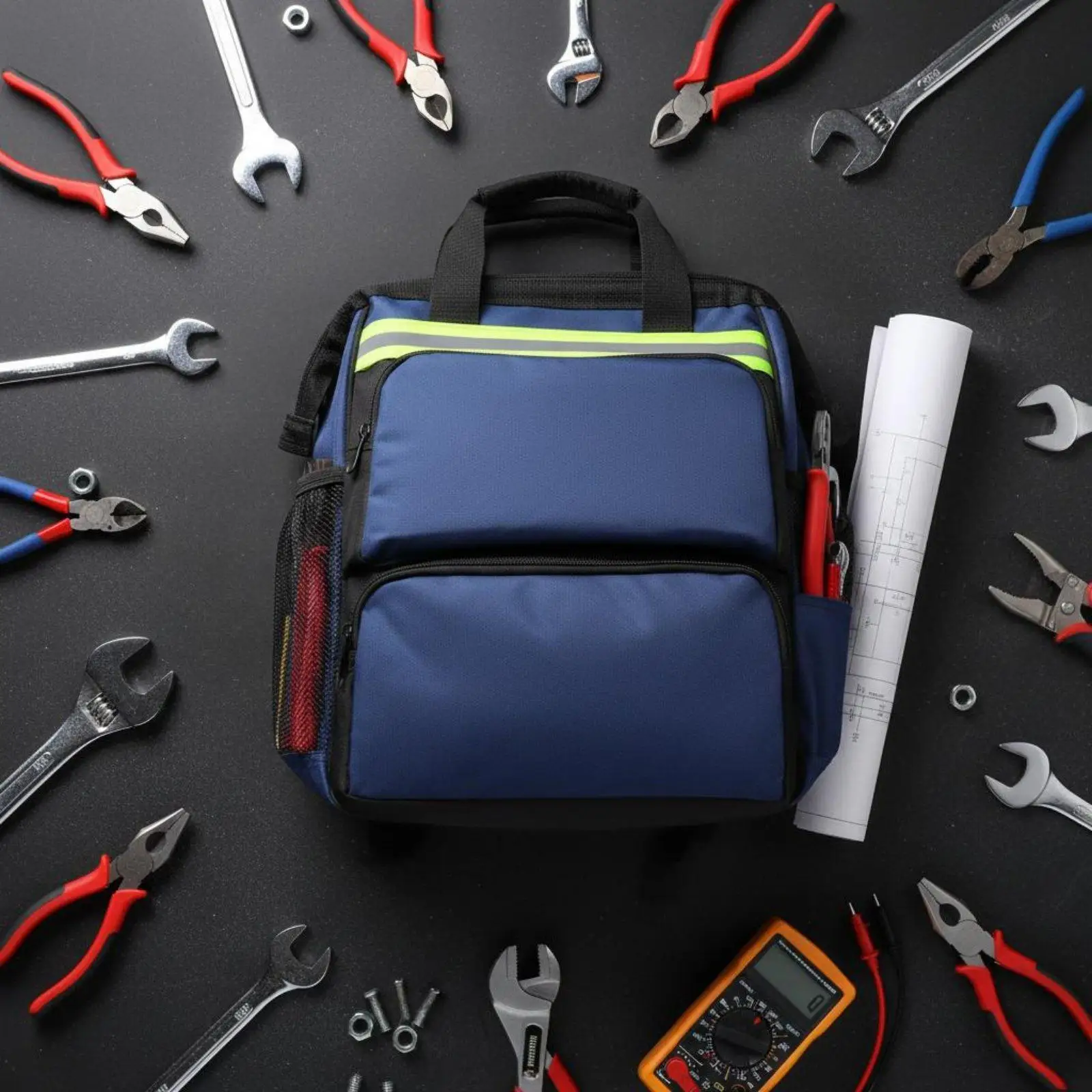 Multi Compartment Canvas Repair Pouch Tool Backpack Heavy Duty Bag for Professional Work and Repair Tasks