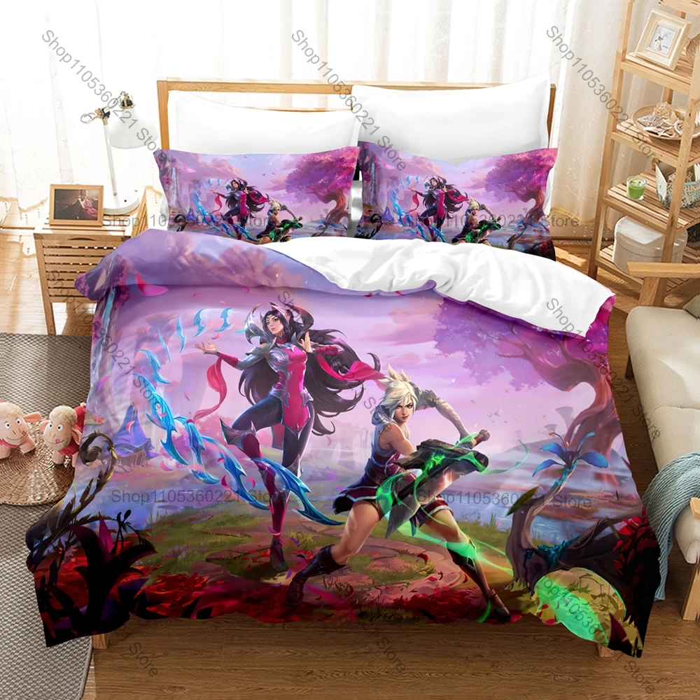 Cool Mobile Wild Rift Champion Skin Graphic Game Bedding Set Duvet Cover With 2 Pillowcases Youth Gaming Bedroom Decor