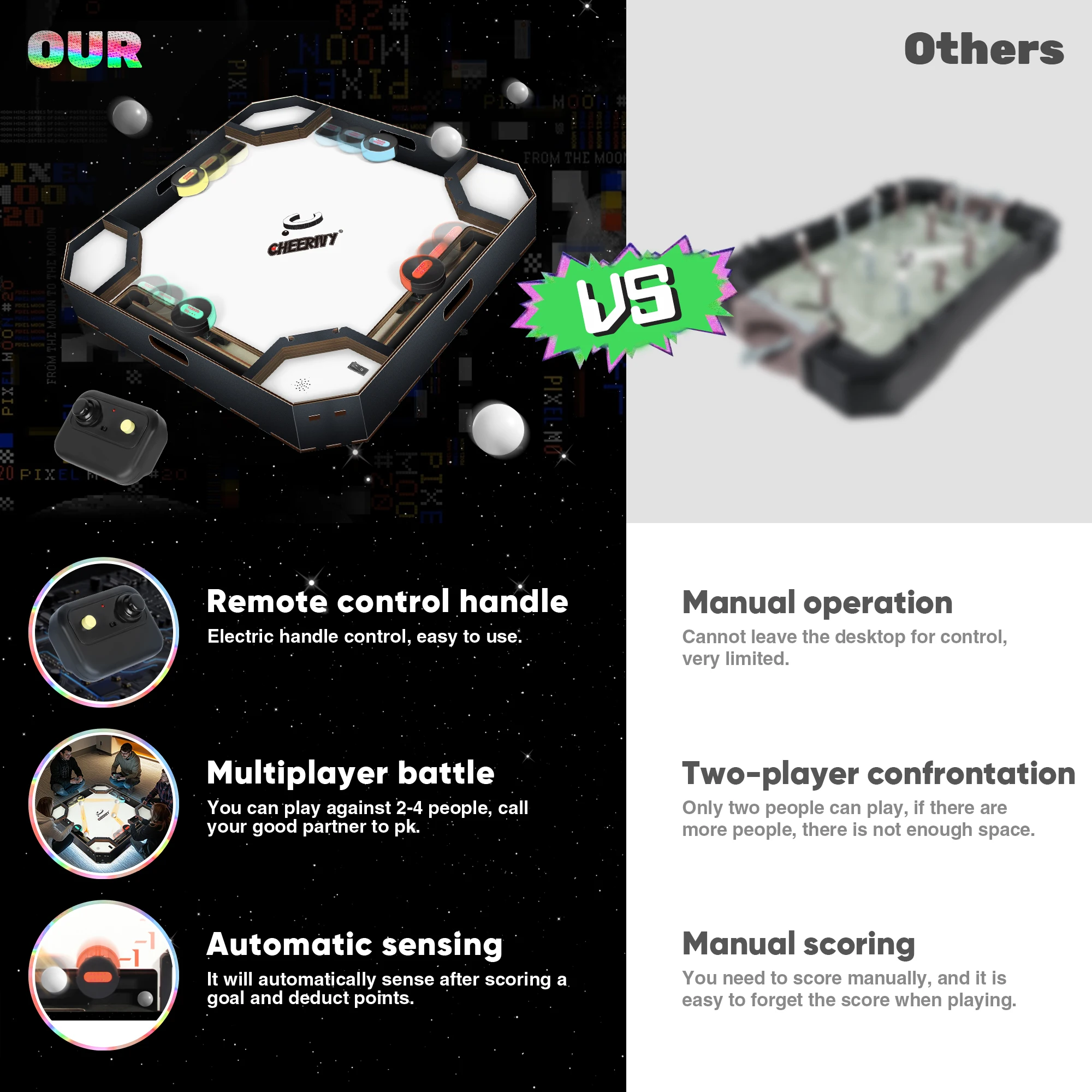 Xunhe OEMArcade Multiplayer Competition With Joystick Air Hockey Electronic Hyperlaps Table Game Mini Game Board Machine Custom