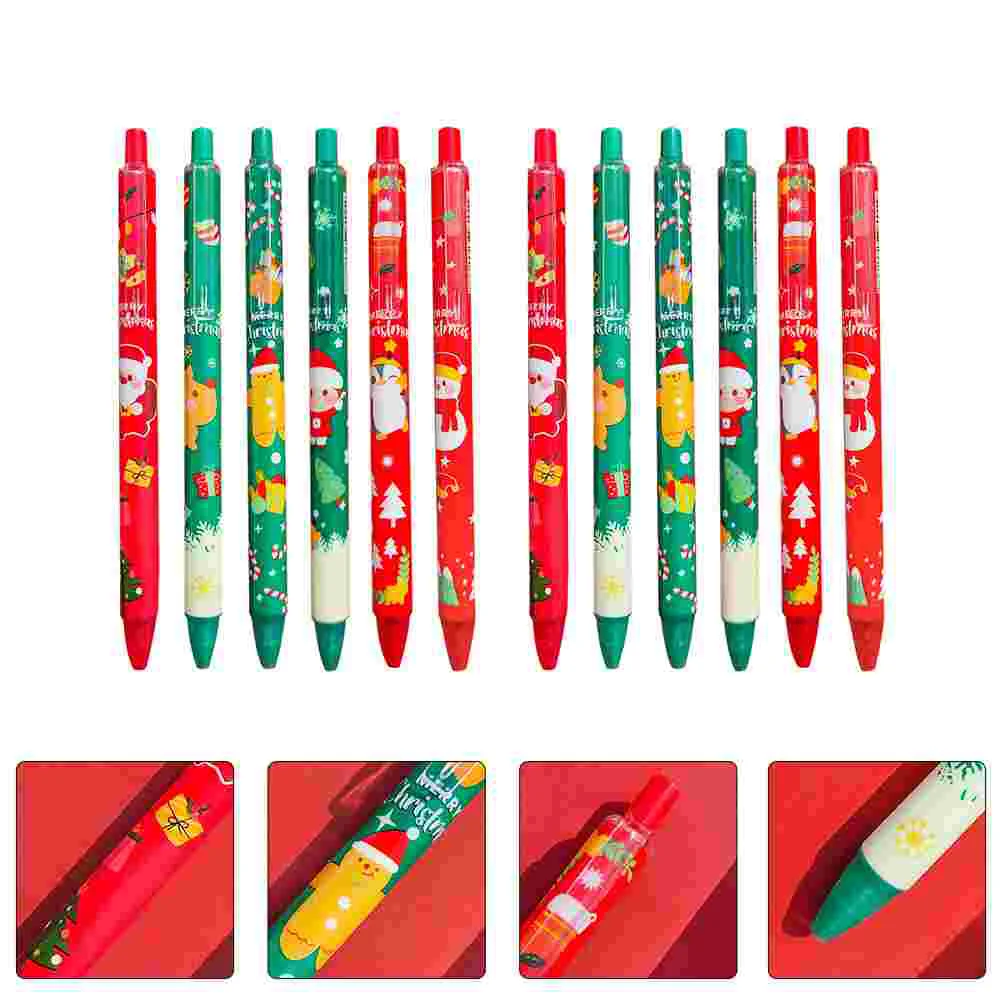 12pçs caneta de natal para estudantes e crianças, gel criativo para escrita, tinta fonte adorável