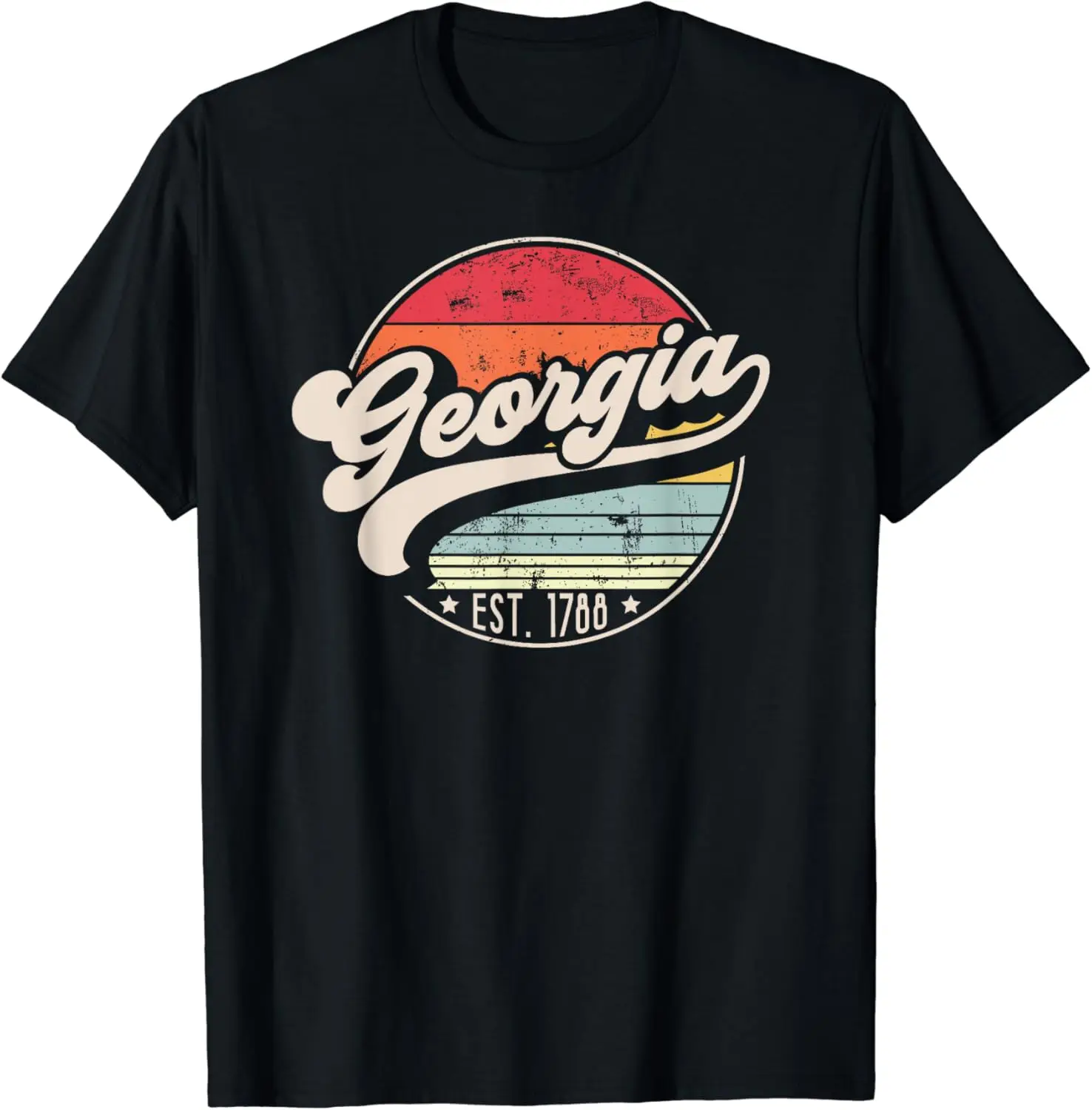 Retro Georgia Home State GA Cool 70s Style Sunset T-Shirt,Crew T-shirt