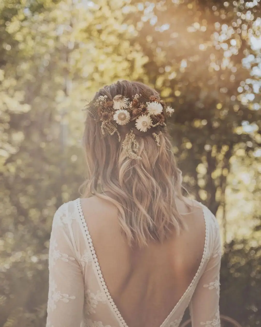 Xunbei-vestido de novia de encaje blanco marfil con Espalda descubierta, vestido de fiesta de novia, manga larga, línea A, Simple