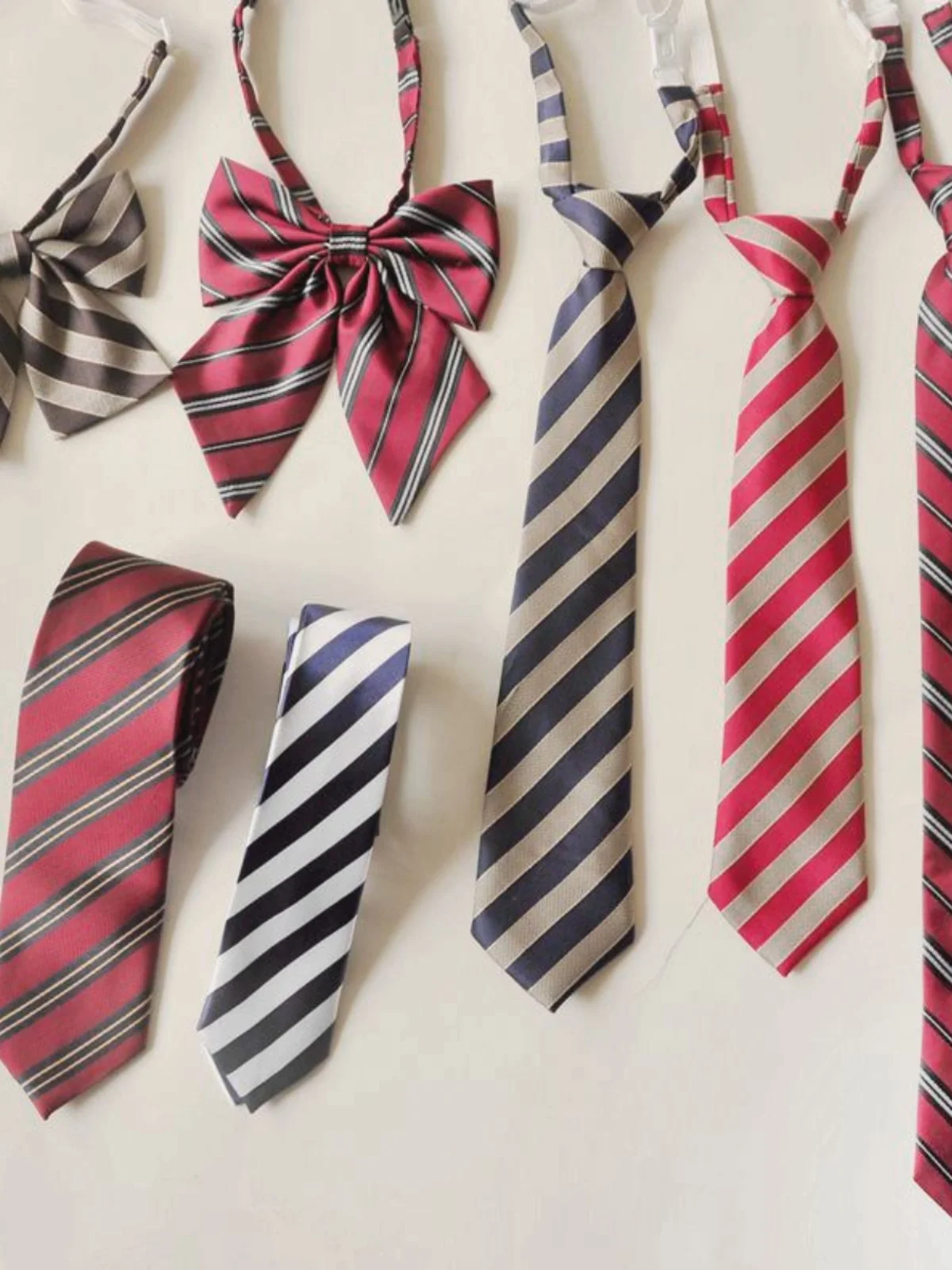 JK Uniform School Supply Wine Red Striped Boxer Tie Feather JK Uniform 2 Standard Width Graduation Ceremony Unisex Necktie