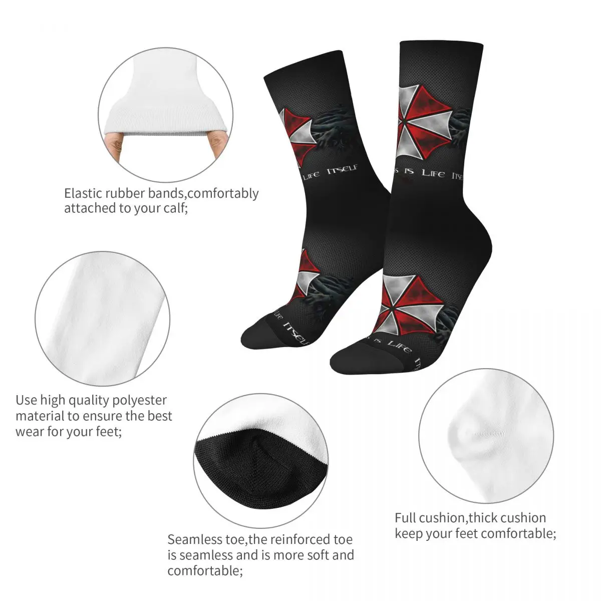 Fashion Male Men Socks Crazy Umbrella Corporation Horror Logo Sock Polyester Sport Women Socks Spring Summer Autumn Winter