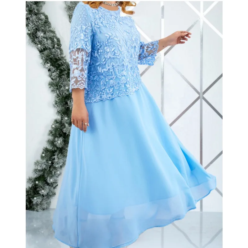 

Plus Size Dresses Woman Two-piece Embroidery Floral Elegant Beautiful Party Dress for Formal Occasions Women's Dresses