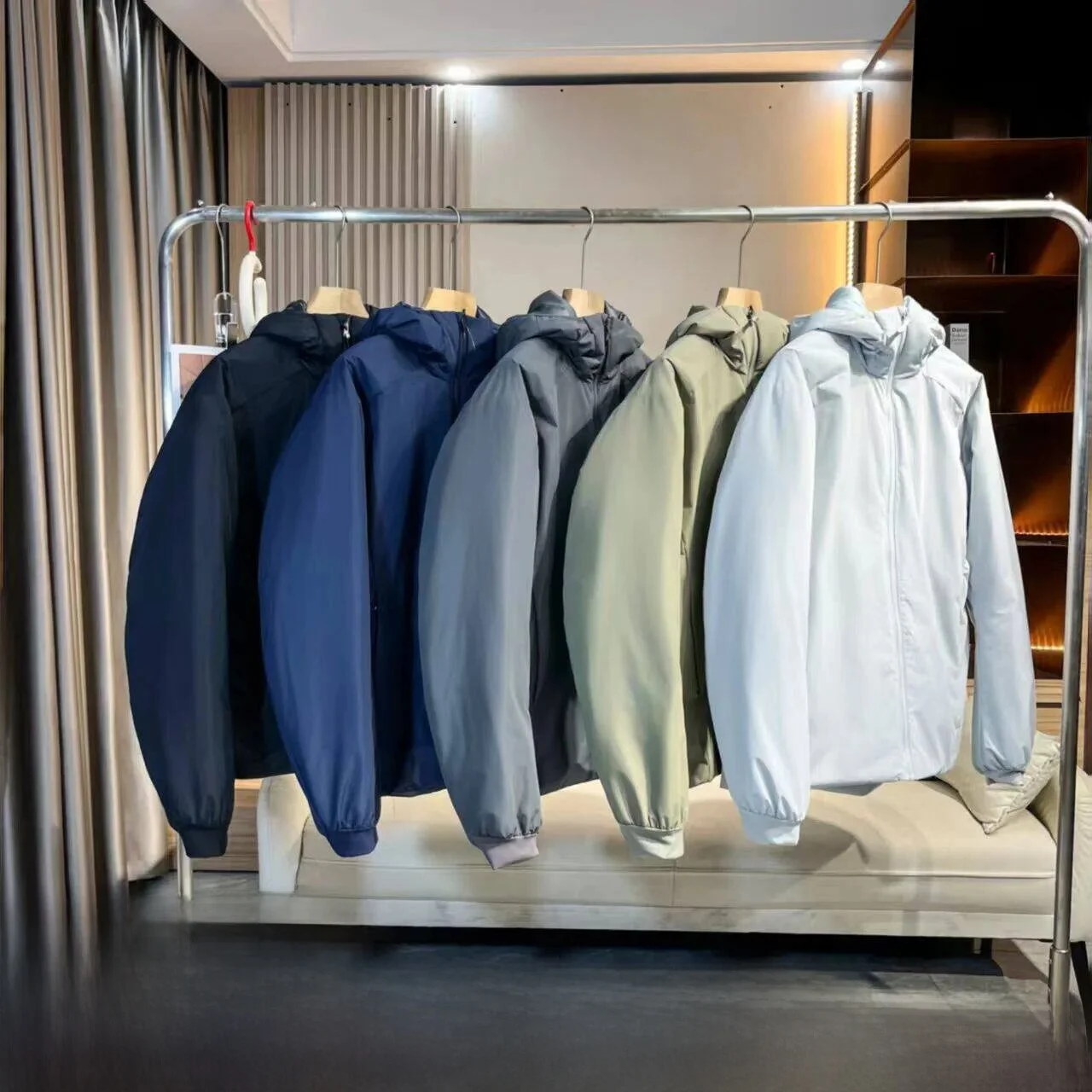 

Warmth 3D Tailored Lightweight Waterproof Windproof Men's Hooded Outdoor Thiened Cotton Jaet Stand Fit Long Sve Casual