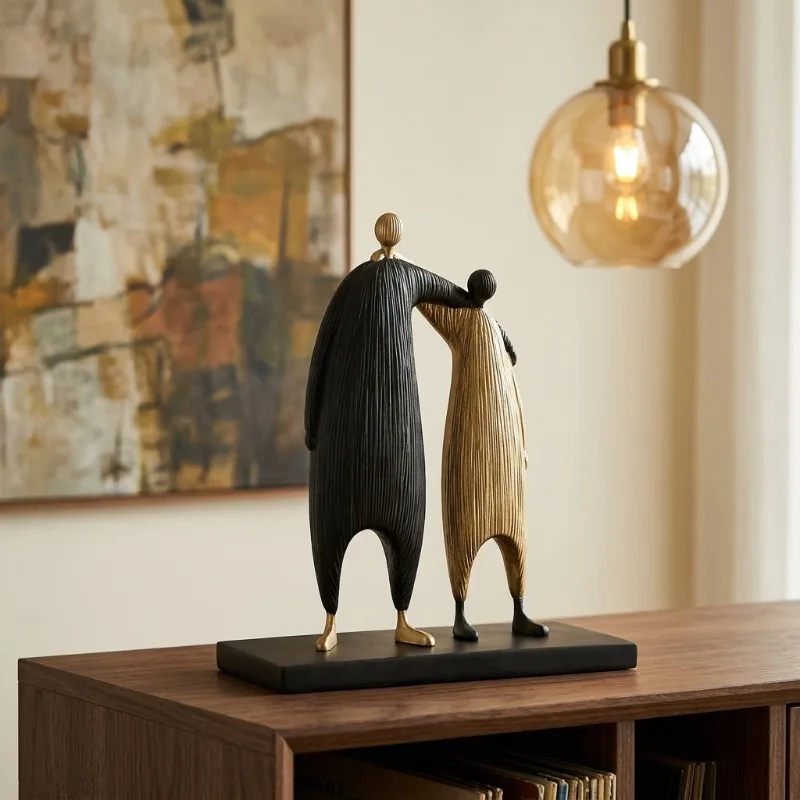 Abstract Resin Figure Sculpture, Modern Minimalist Desktop Ornament, Niche Home Soft Decor for Living Room Study Desktop
