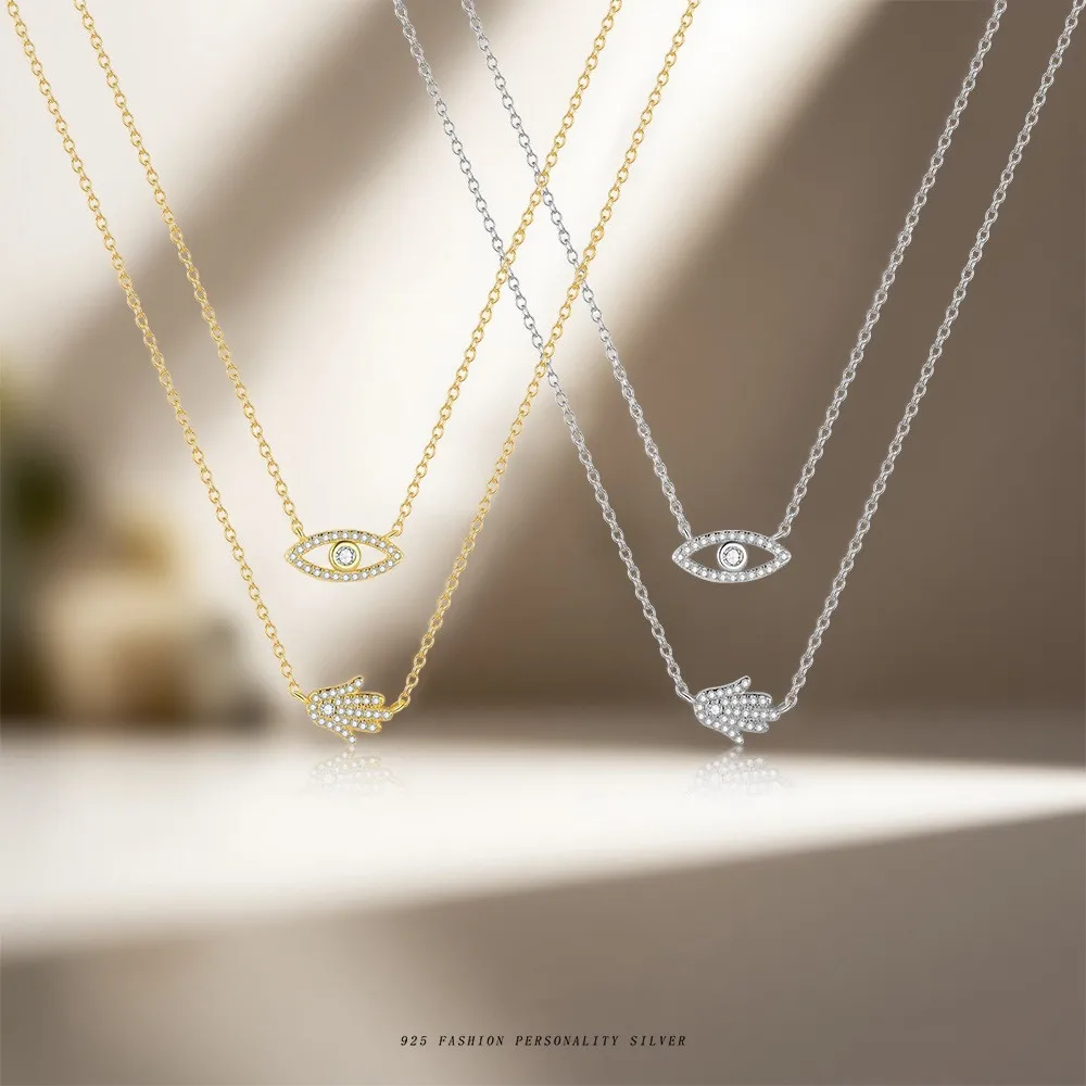 

Женское нишевое ожерелье из стерлингового серебра 925 пробы INS с бриллиантами и подвеской от сглаза, аксессуар для рук Фатимы