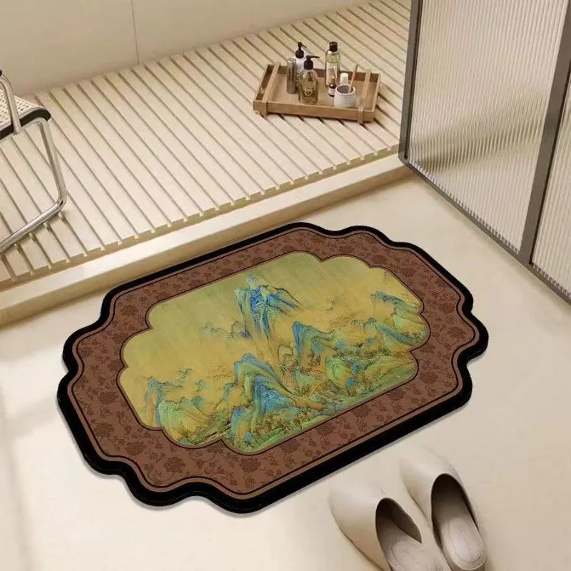 New Chinese-style Diatomite Floor Mat - Anti-slip Mat for Entrance of Bathroom and Toilet Door