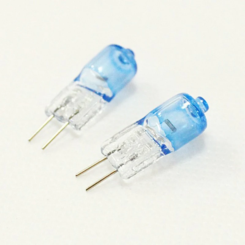 Pop 5pcs 20W G4 Halogen Light Bulb DC 12V Blue Shell Halogen Bulb Warm White Energy Saving Halogen Lamp For Home Crystal Chandel