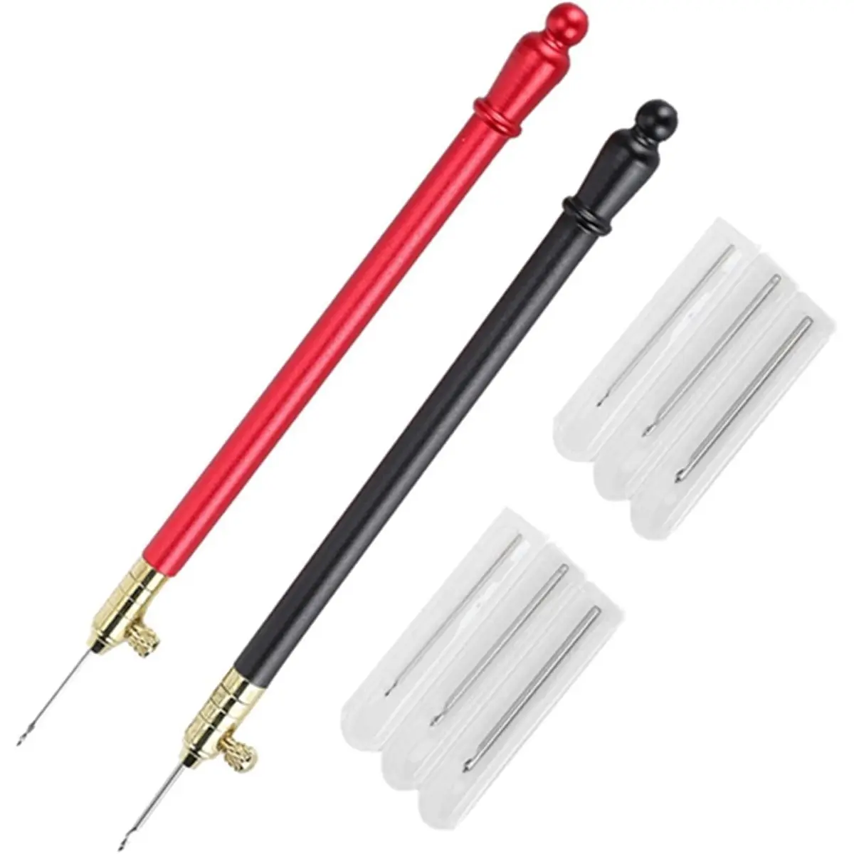 DT38 French Crochet Hook Ergonomic Stainless Steel Handle with 9 Needles, Sewing Beading Knitting, DIY