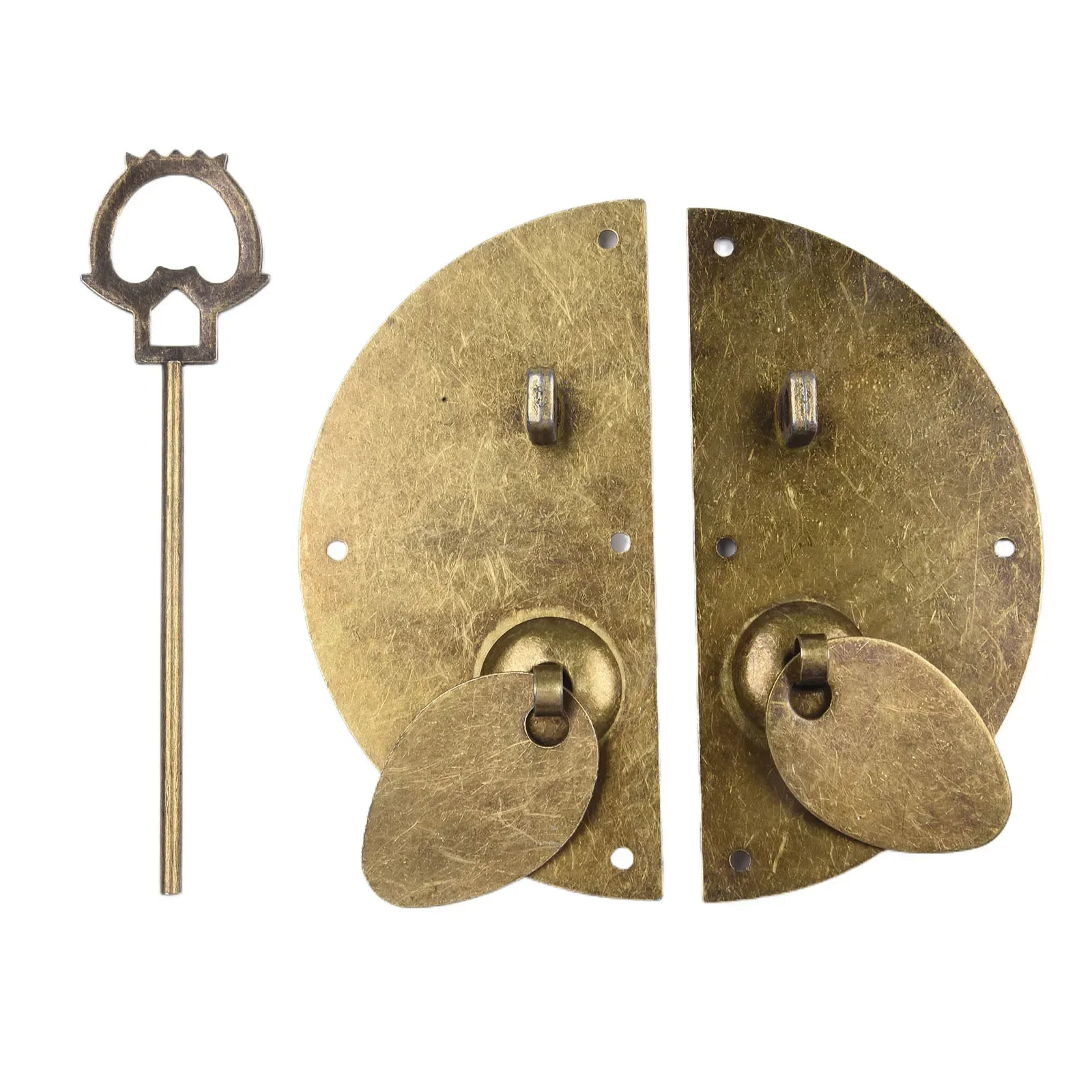 Antique Brass Knock Lock Latch Chinese Dynasty Style Antique Brass Easy Installation Furniture Door Pull Handle