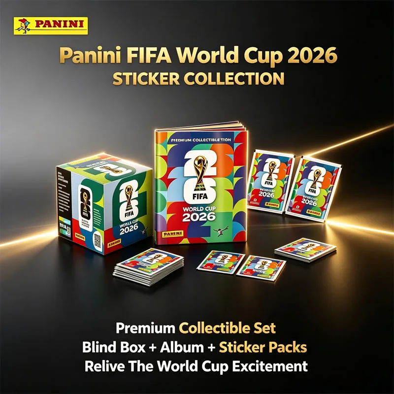 Kit de collection d'autocollants Panini Coupe du Monde 2026, jeu de collection interactif de table pour les fans de football et les soirées.