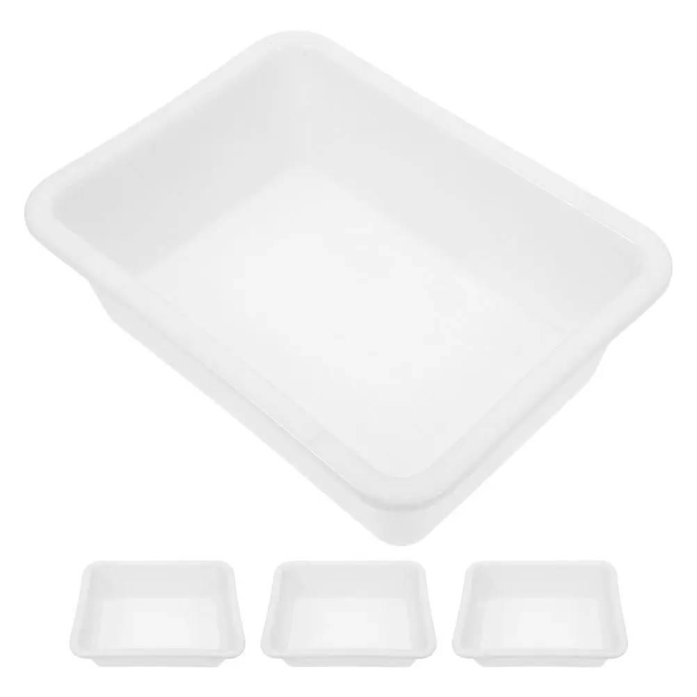 

4pcs Plastic Lab Plate Laboratory Tray Rectangular Organizer Chemical Reagent Tray Leak Proof Corrosion Resistant Storage