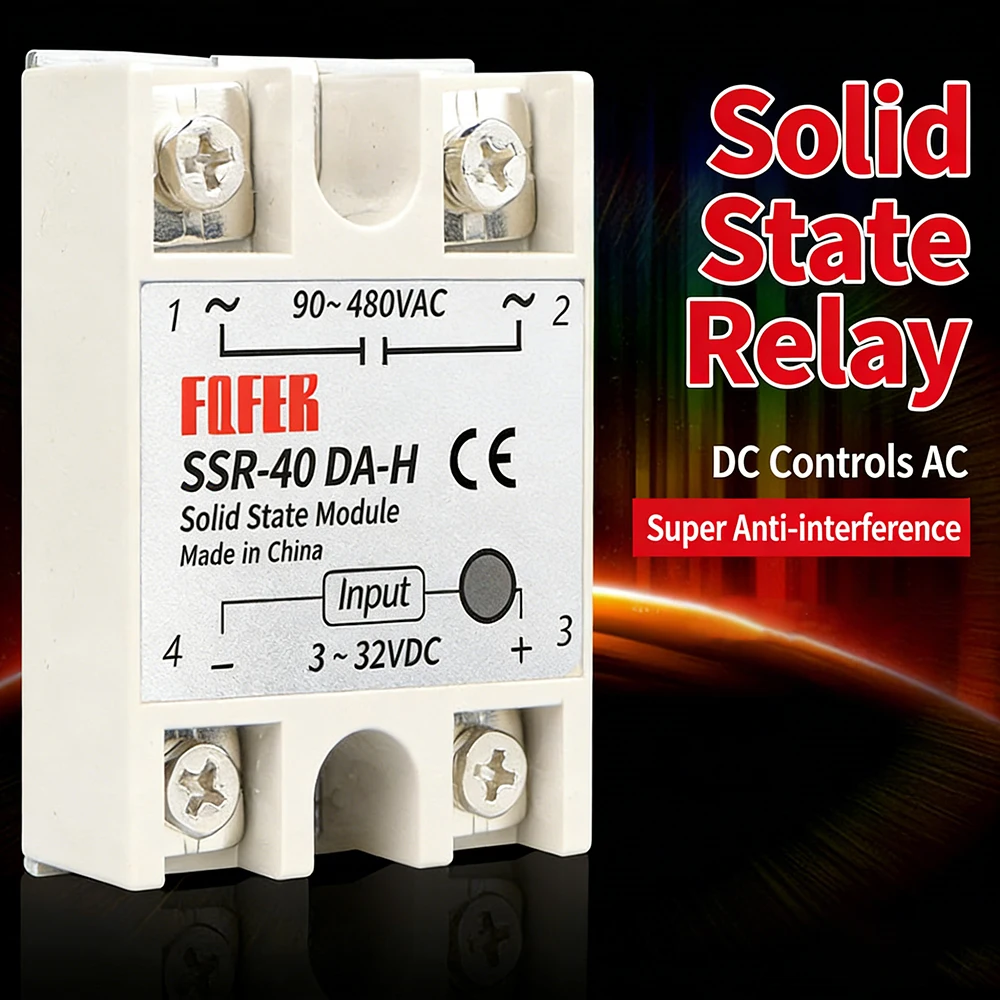 High Voltage Resistant SSR-25DA-H DC to AC Single-phase Control Solid State Relay 3-32VDC 90-480VAC SSR Module 40/60/80/100DA-H
