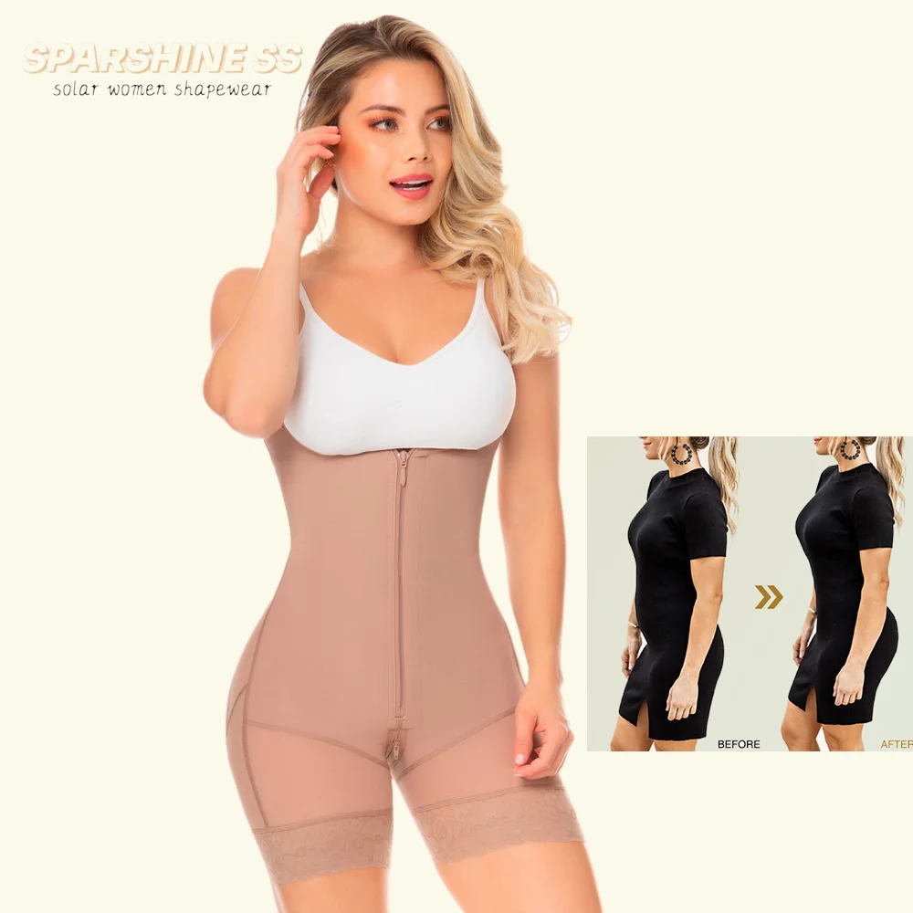 

Women Full Body Shaper Reductive Bbl Shapewear Comfortable Fabric Lace Trim Bodysuit with Shoulder Strap Butt Lifter Plus Size