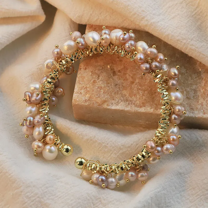 

Fashion Charm Natural Pearls Open Bracelet for Women Luxury Bracelet Jewelry Accessory Wedding Party Ladies Christmas Gifts
