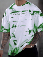y2k Men'S Clothing Tie Dye Round Neck Loose T-Shirt Simple Print Quick Drying Casual Short Sleeved Hip-Hop Youngla Top