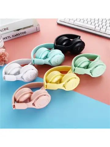 Y08 Macaron Wireless Bluetooth Headband Headphones with Mic Stereo Gaming Headset Gamer Girl Gift for Mobile Tablet