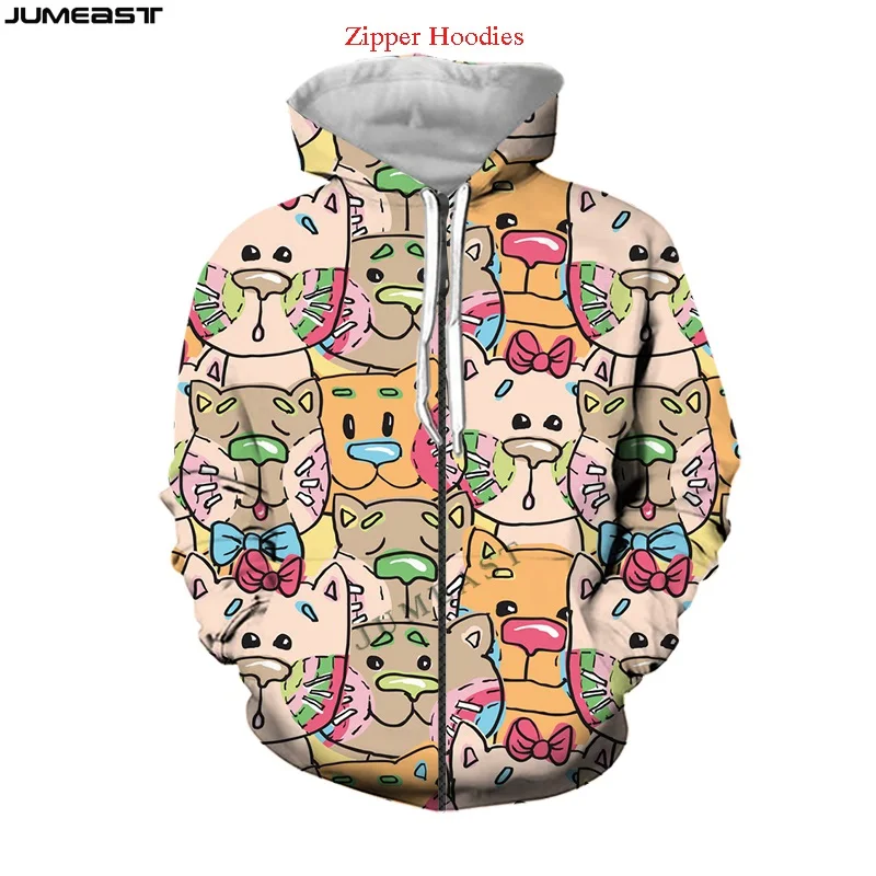 

Jumeast Men Women 3D Oversized Female Cost Cartoon Lovely Animal Cat Hip Long Sleeve Jacket Sport Pullover Spring Zipper Hoodies