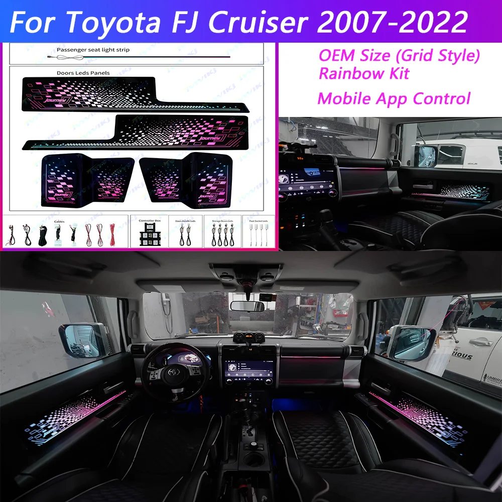 Upgrade and modify LED Car Inner Ambient Lamp For Toyota FJ Cruiser 2007-2022 Model Year Rainbow Kit OEM Size Ambient Light