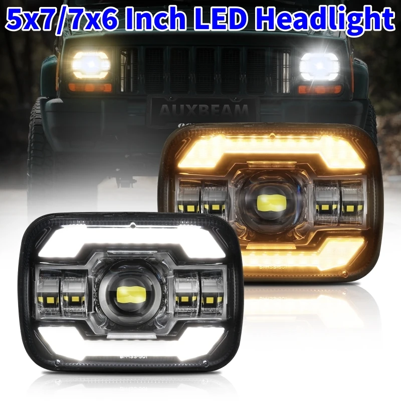 

5x7/7x6 Inch Car LED Headlights With DRL P67 Waterproof Turn Signal Lamp For Jeep YJ XJ Toyota GMC Trucks