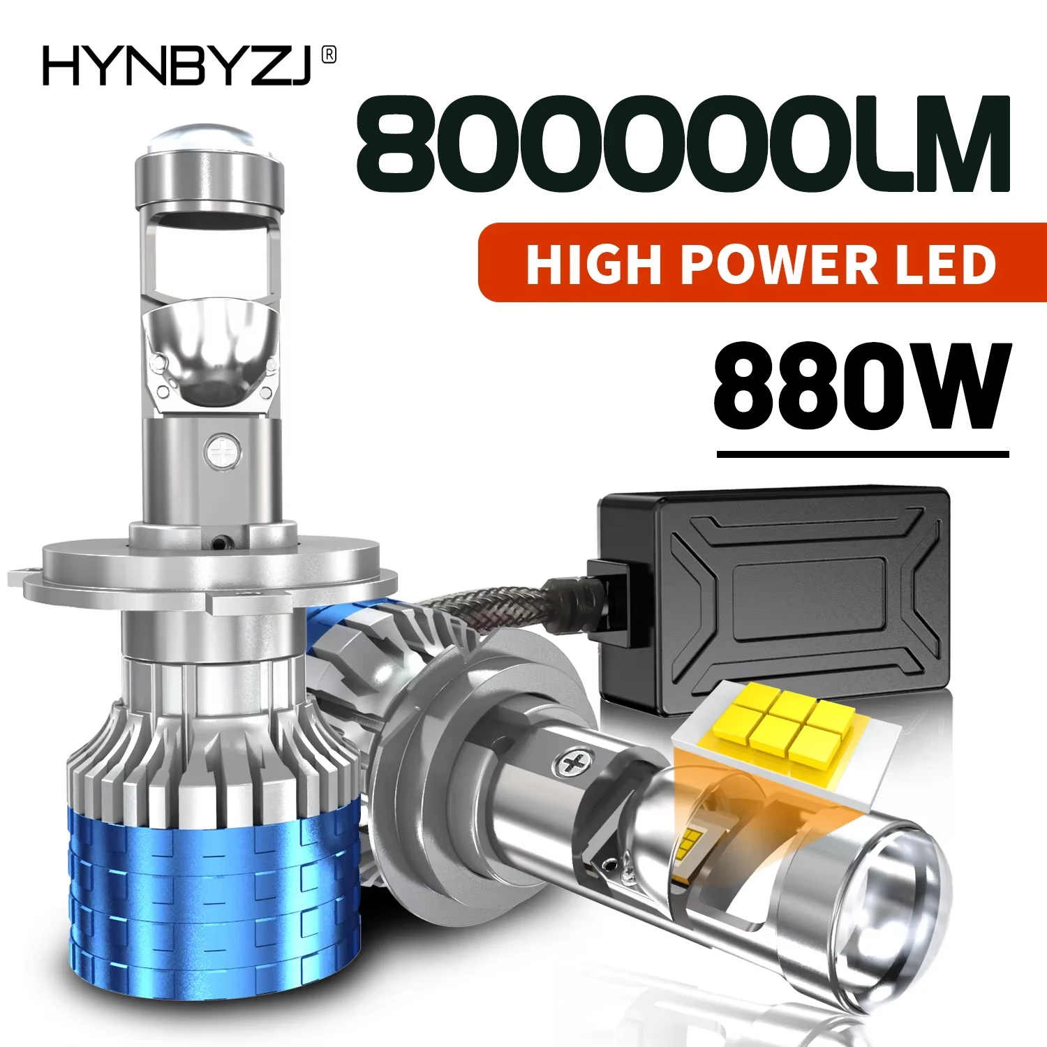 HYNBYZJ H4 H7 LED Projector Lens H8 H9 H11 9005 9006 HB3 HB4 Car Headlight Bulb Canbus Lamp For Car/Motorcycle 12V 24V 30000LM