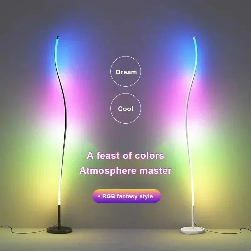 Imagem -04 - Moderno Criativo Led Lâmpada de Assoalho Sofá Canto Quarto Cabeceira Sala Estar Hotle Decoração para Casa Lâmpada Humor Rgb Controle Remoto Brilho