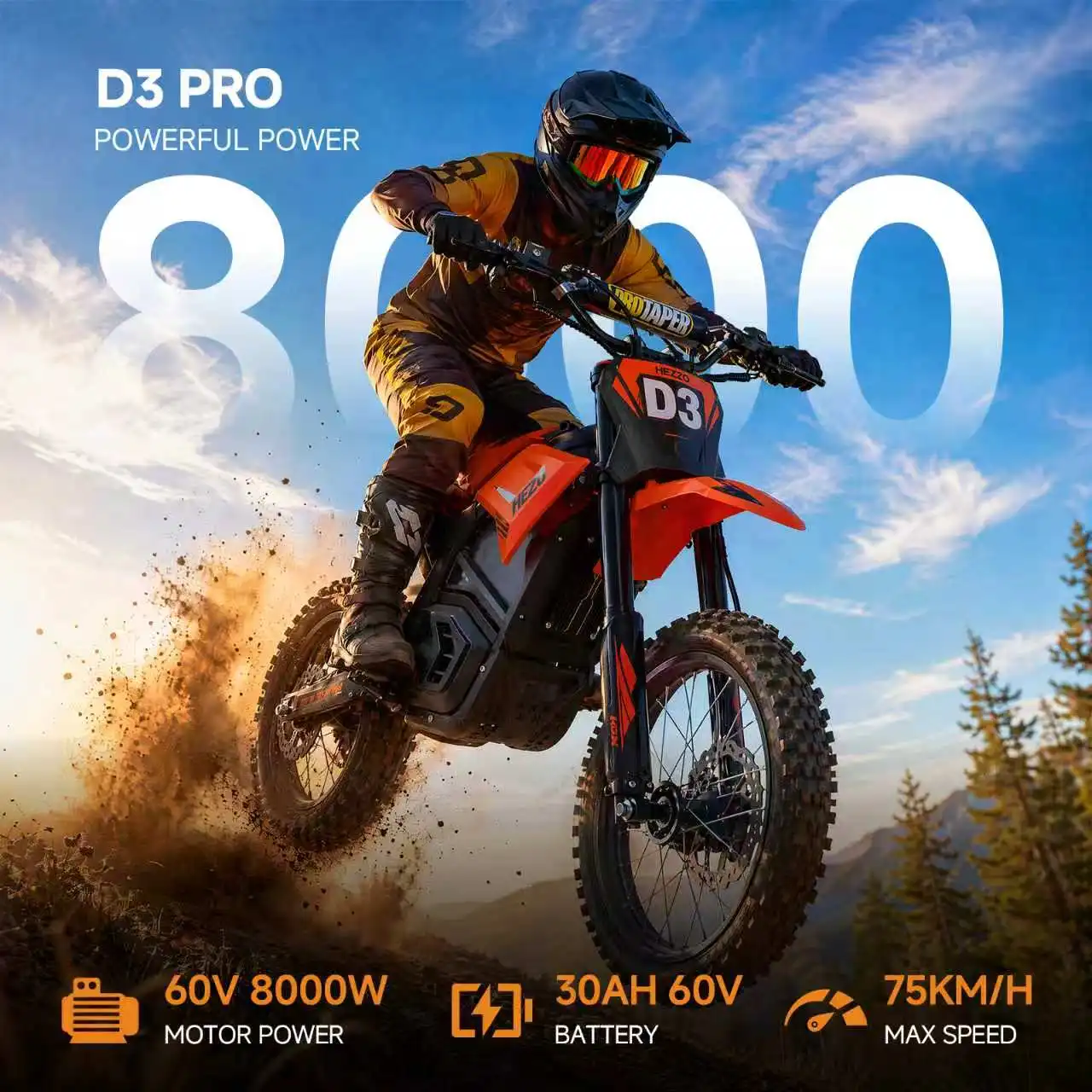 HEZZO D3 Pro – Elektrisk Crossmotor 8000W 2