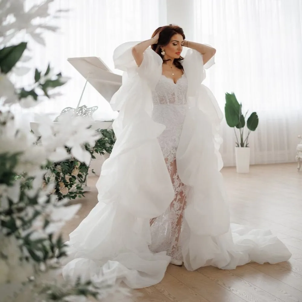 

Stunning Bubble Organza Wedding Bicep Cape Bridal Long Jacket Luxury Women Outerwear Coat All Aolors Available