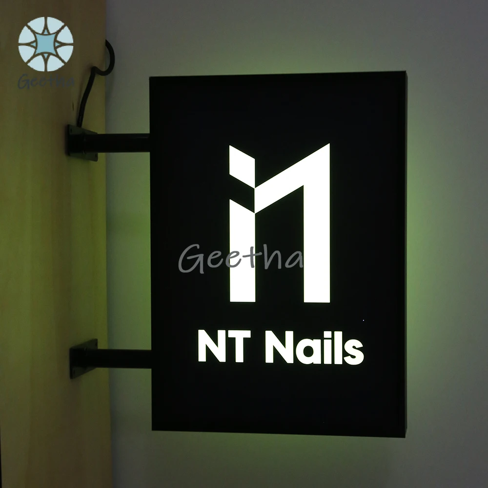 Двусторонний лайтбокс, светодиодные световые вывески, рекламные вывески на заказ, магазинная вывеска, наружное освещение, 45x32 см, световой короб с логотипом