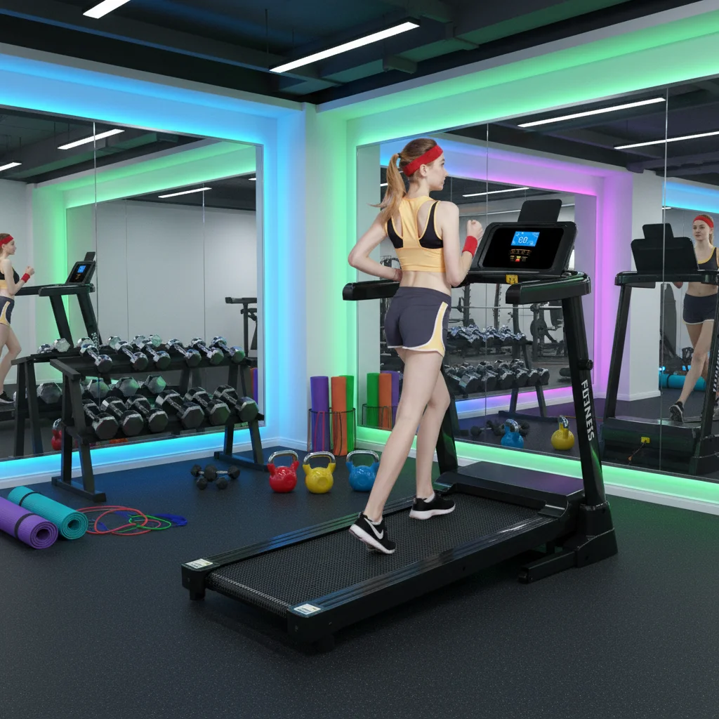 Gym Fitness Foldable Electric Treadmill Plastic Frame Quiet Operation Commercial Home Use LED Screen for Walking