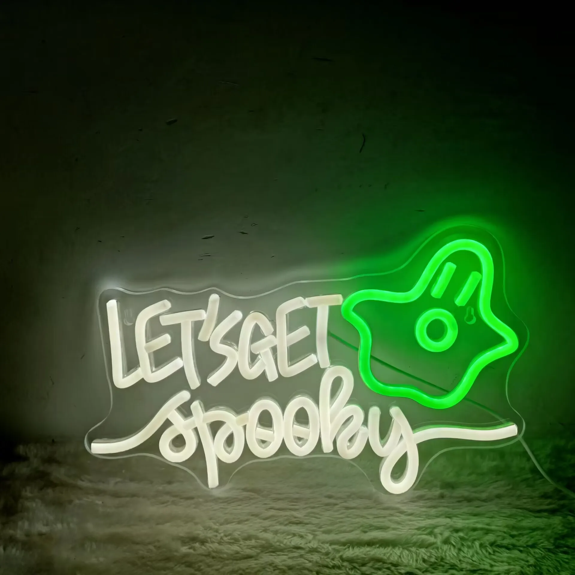 LET'S GET Spooky LED Neon Sign USB Dimmable Neon Light Sign for Gameroom Bedroom Bar Livingroom Birthday Party Gift Wall Decor