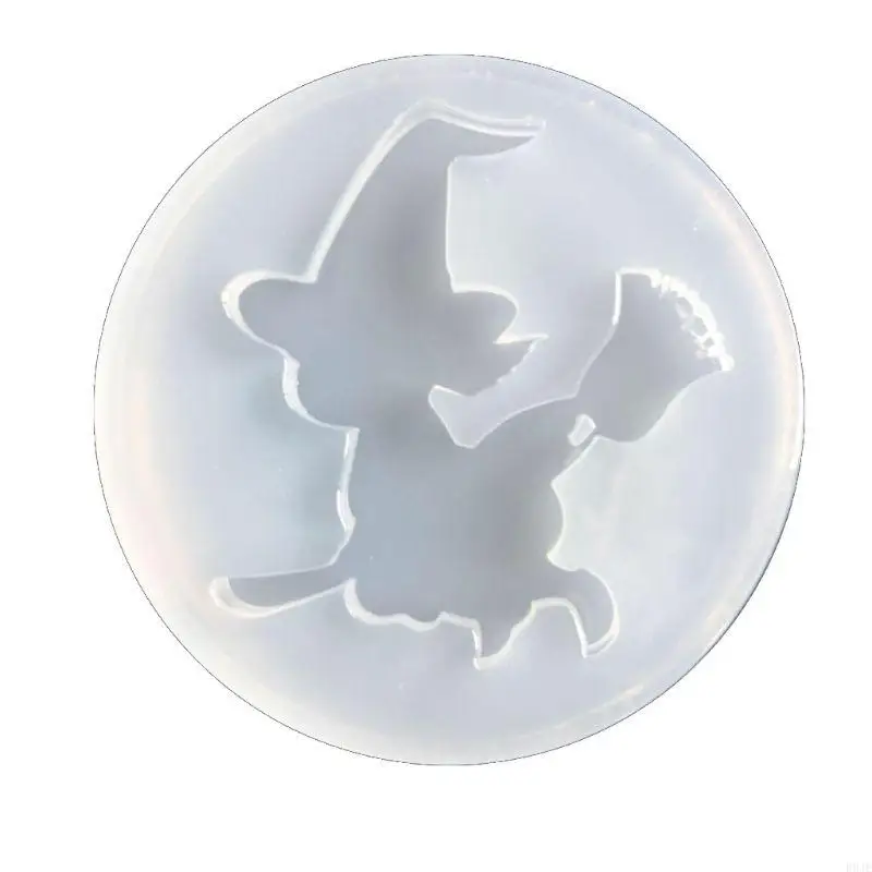 

R9JE Halloween Witch Pendant Mold Epoxy Resin Silicone Mold Jewelry Making Art Craft