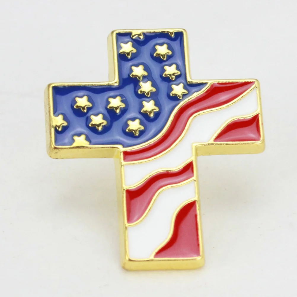 

4 Pcs Universal Flag Brooch Men and Women Costume Medal US Lapel Pins Patriotic Cross