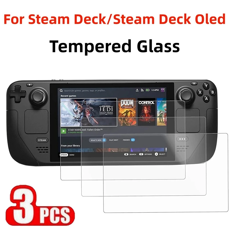 3PCS Tempered Glass For Steam Deck Oled 9H HD Clear Anti Scratch Screen Protector for Steam Deck/Steamdeck Oled Protective Glass