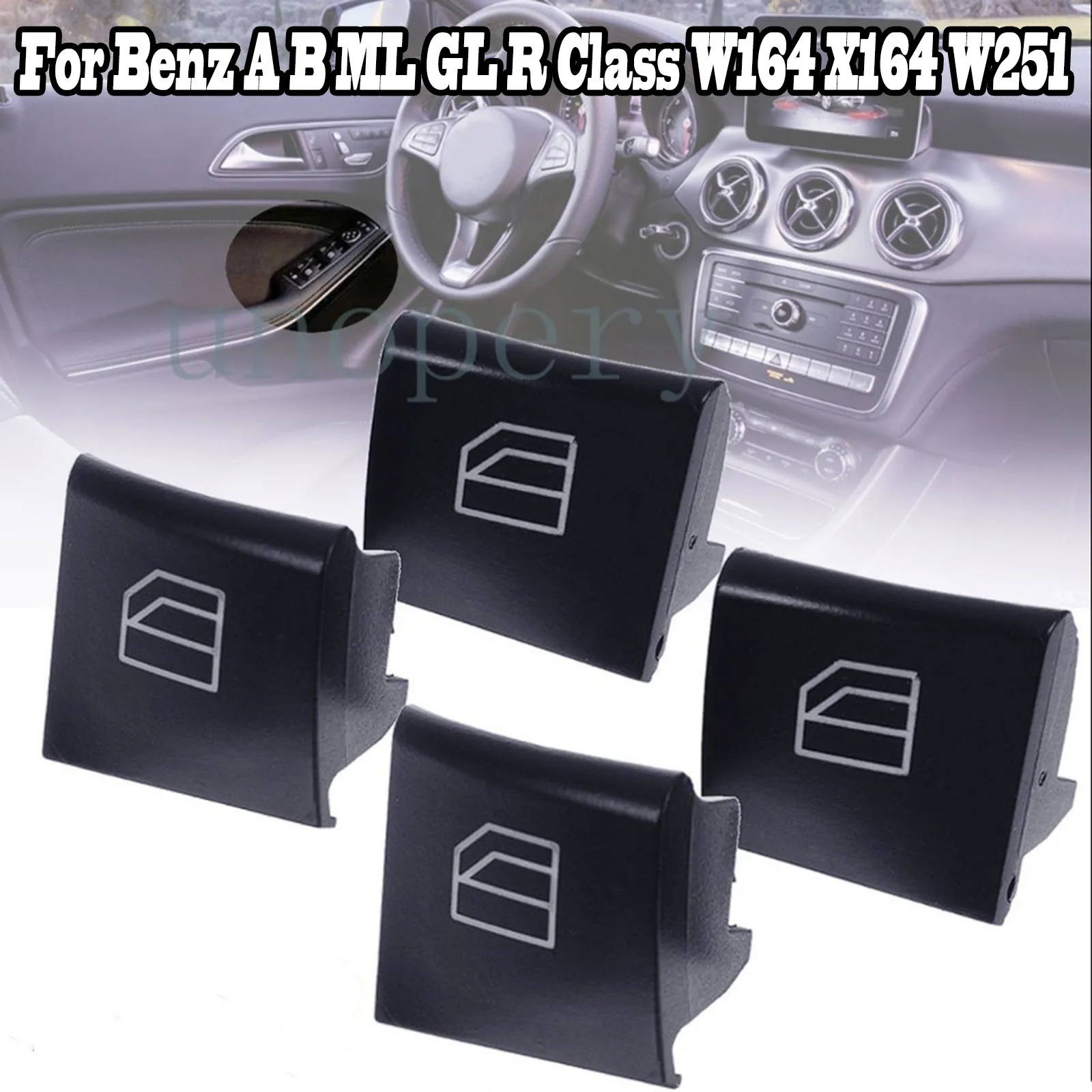 4Pcs Car Window Lifting Button Car Glass Lift Power Window Switch Button Cover Caps for Benz A B ML GL R Class W164 X164 W251