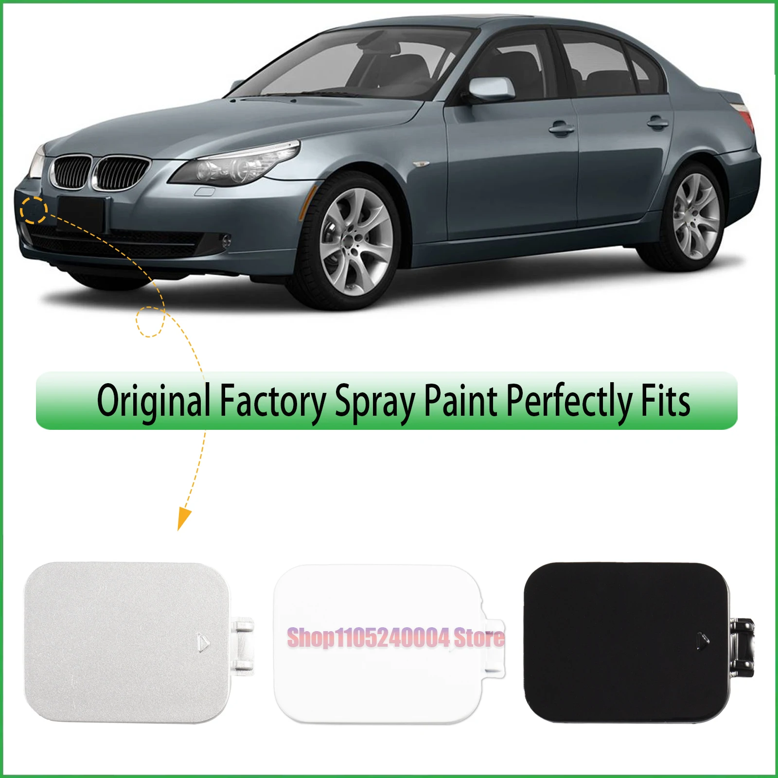 For BMW E60 E61 2008-2010 535i 550i 528i Front Bumper Tow Hook Cover Cap Genuine Part 51117184708