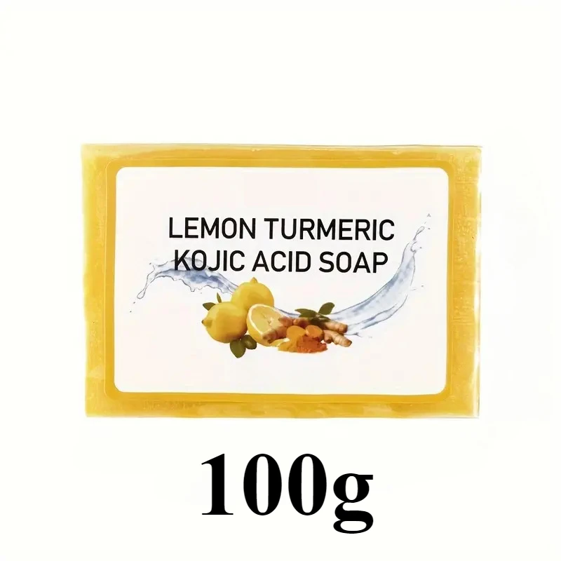 100g Lemon Turmeric Kojic Acid Soap Handmade Face Clean Soap for Skin Bathing, Moisturizing, and Exfoliating