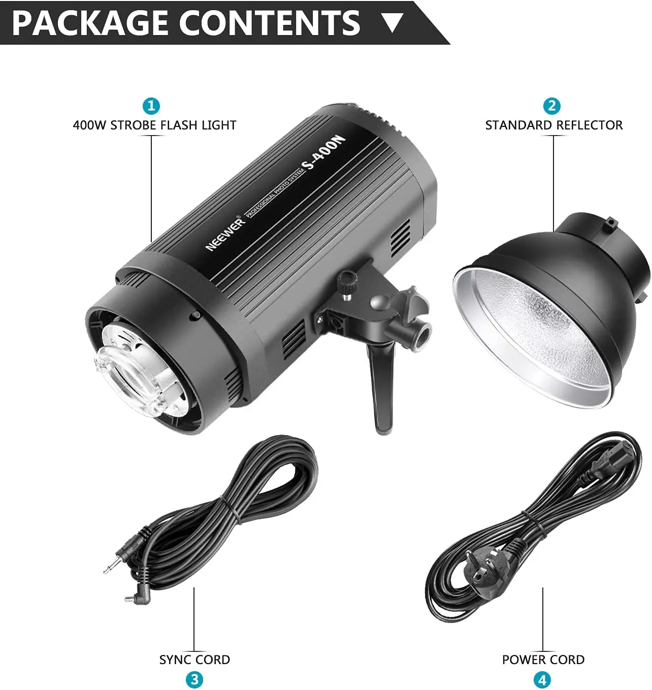 Neewer Flash Strobe Professional Studio 400 W GN60 5600 K with Bulb of modelizzazione and Aluminium Alloy Structure (s400 N)