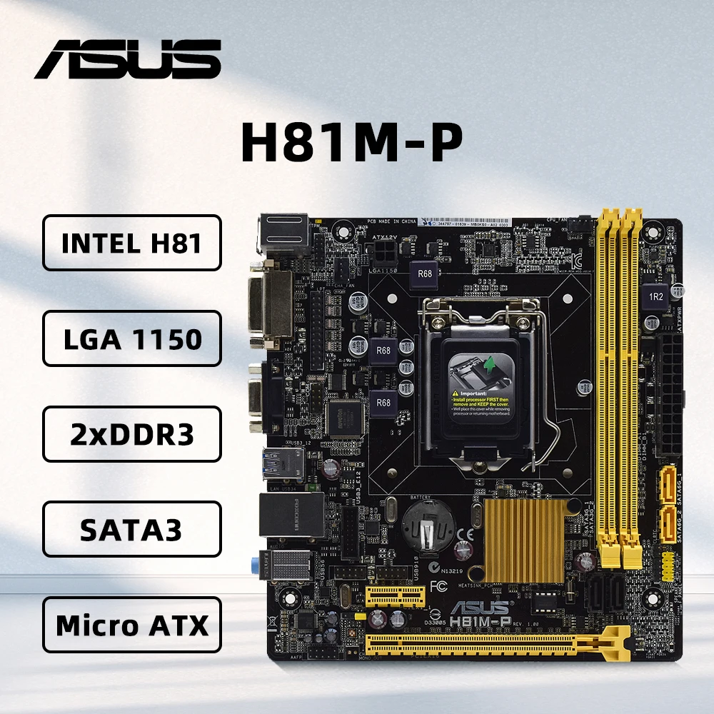 ASUS H81M-P Motherboard LGA1500 Support i7-4790K i7-4770K i5-4690K i5-4670K i3-4130 CPU 2xDDR3 1600MHz mATX Mainboard