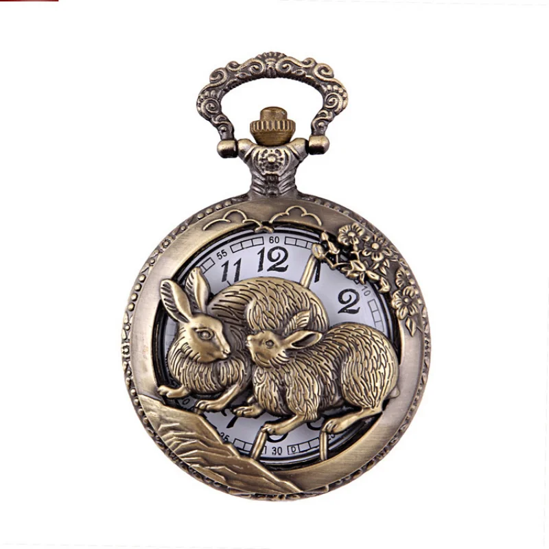 Stall Pocket Watch12Zodiac Commemorative Pocket Watch Necklace Hollow Pocket Watch Tiger Hollow Twelve Zodiac Pocket Watch