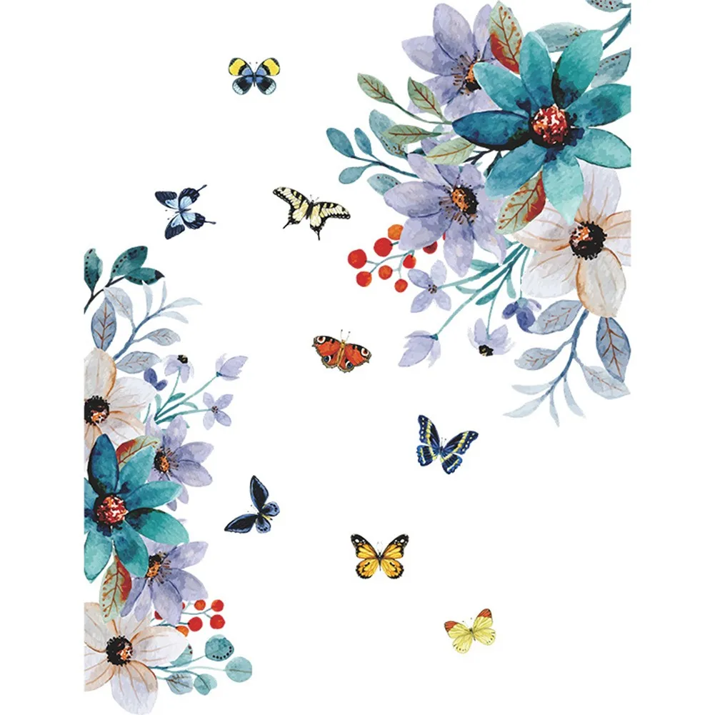 Home and Office Decorative Flowers Wall Stickers Easy to Paste on Smooth Dry Surfaces Including Dormitory and Shop Walls