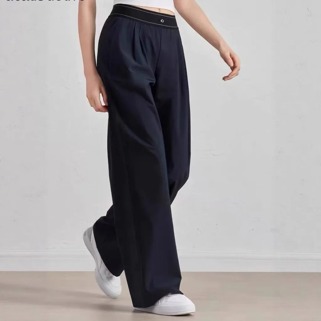سراويل رياضية غير رسمية جديدة مرنة عالية الخصر بلون سادة سراويل على الطراز الأمريكي 2025 سراويل مستقيمة صيفية عالية الشارع #1