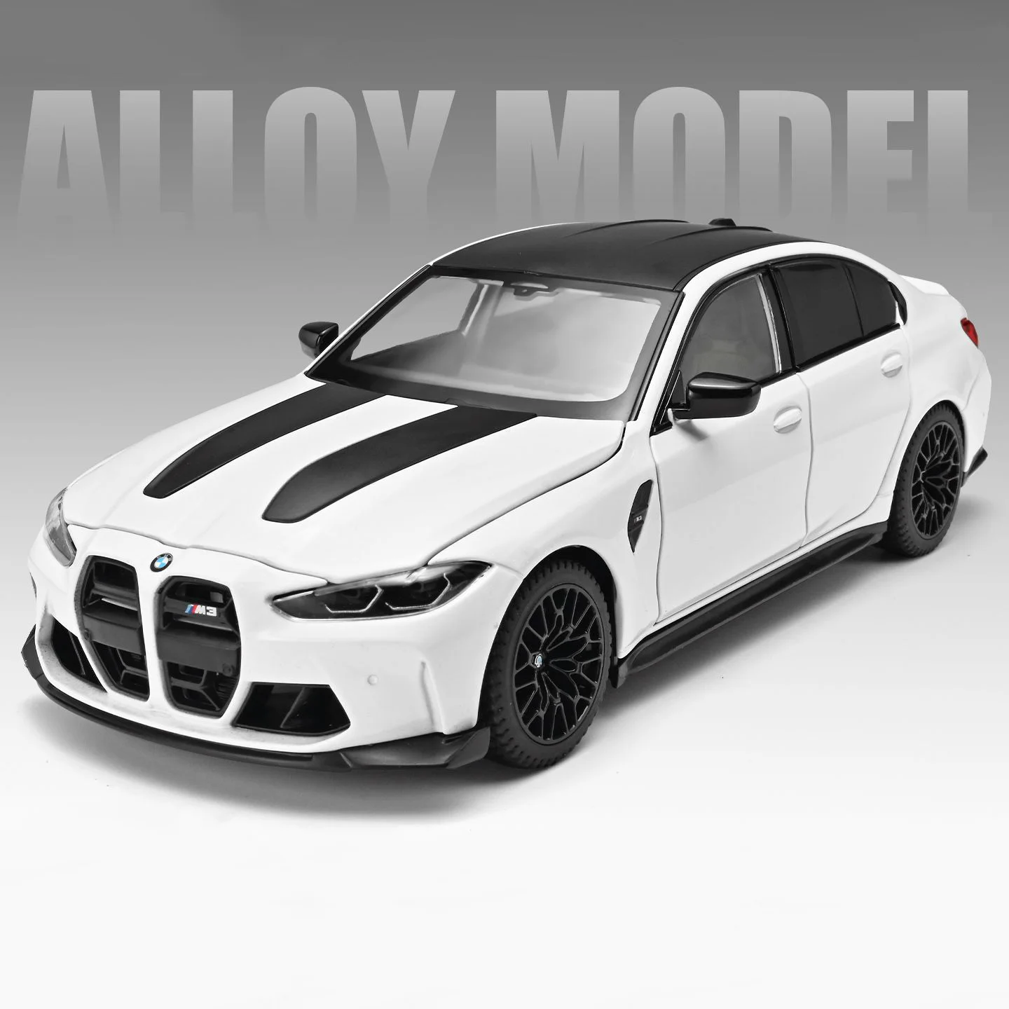 1:24 BMW M3 G80 Coupe Model Sportowego Auta z Odlewu Stopu, Metalowy Model Auta Wyścigowego na Torze, Symulacja Dźwięku i Światła, Zabawka dla Dzieci, Prezent — 2
