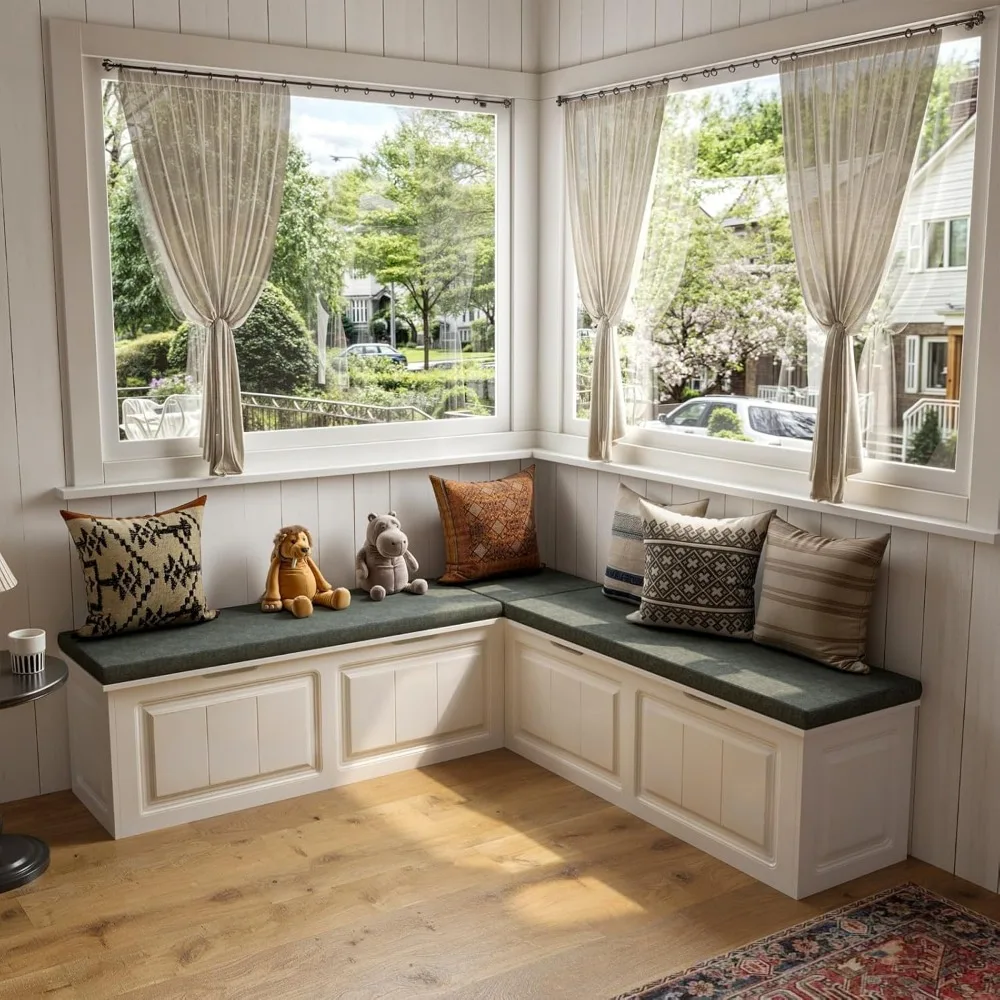 Corner Storage Breakfast Nook Bench with Cushion for Kitchen and Entryway